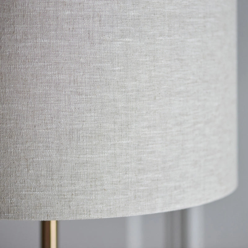 Luxia Bampton Floor Lamp – Vintage Brass & Natural Linen Shade