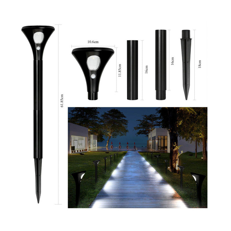 Suri Phare Solar LED Post Light with PIR Sensor – Black (Warm White, IP65)