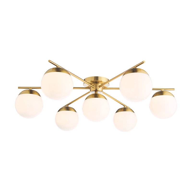 Dar Bombazine 7 Light Flush Ceiling Light – Natural Brass