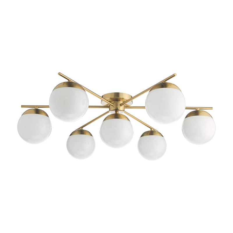 Dar Bombazine 7 Light Flush Ceiling Light – Natural Brass