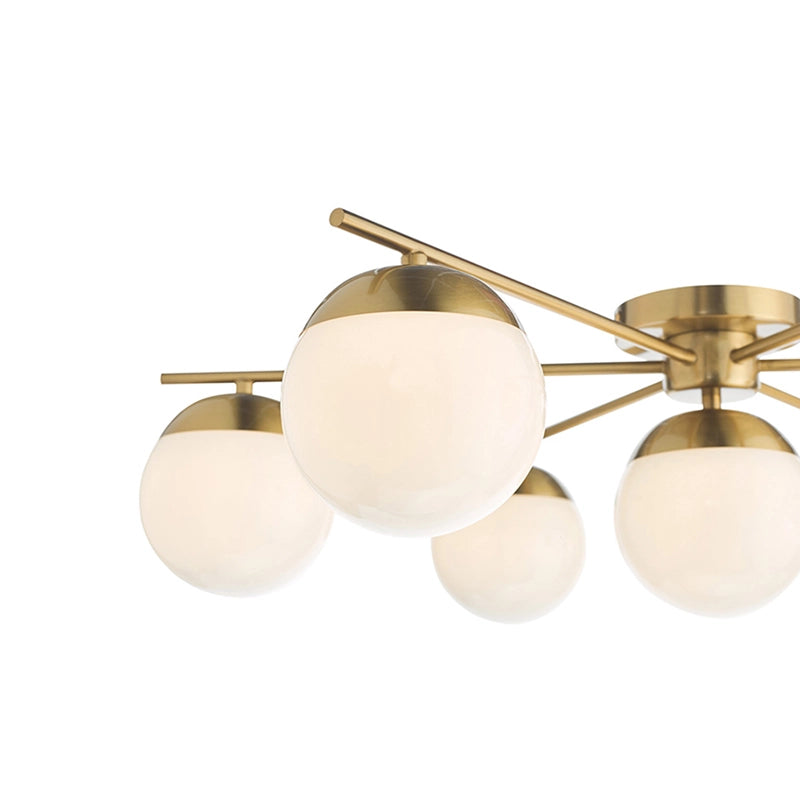 Dar Bombazine 7 Light Flush Ceiling Light – Natural Brass