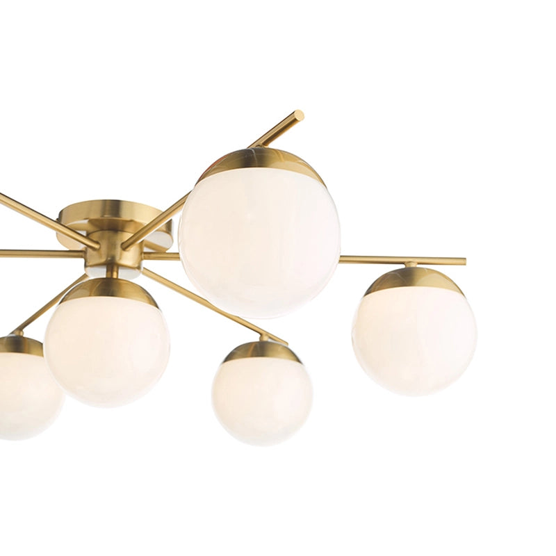 Dar Bombazine 7 Light Flush Ceiling Light – Natural Brass