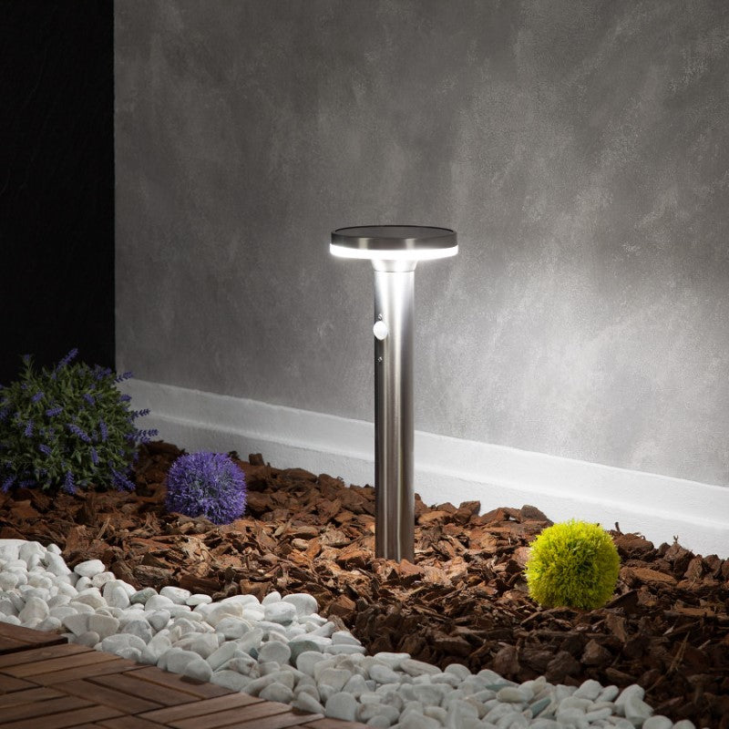 Helios 6W Cool White Solar LED Post Light with Motion Sensor – Stainless Steel (IP44)