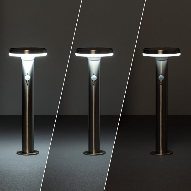 Helios 6W Cool White Solar LED Post Light with Motion Sensor – Stainless Steel (IP44)