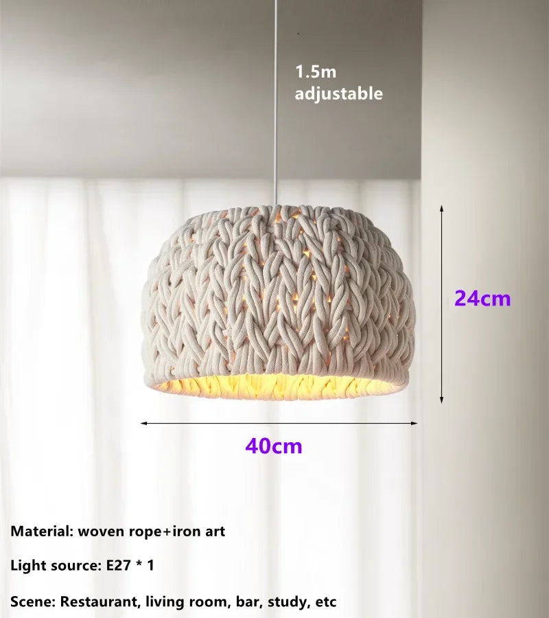 Hand-Woven Wabi-Sabi Chandelier – Elegant LED Pendant Light for Dining & Living Spaces