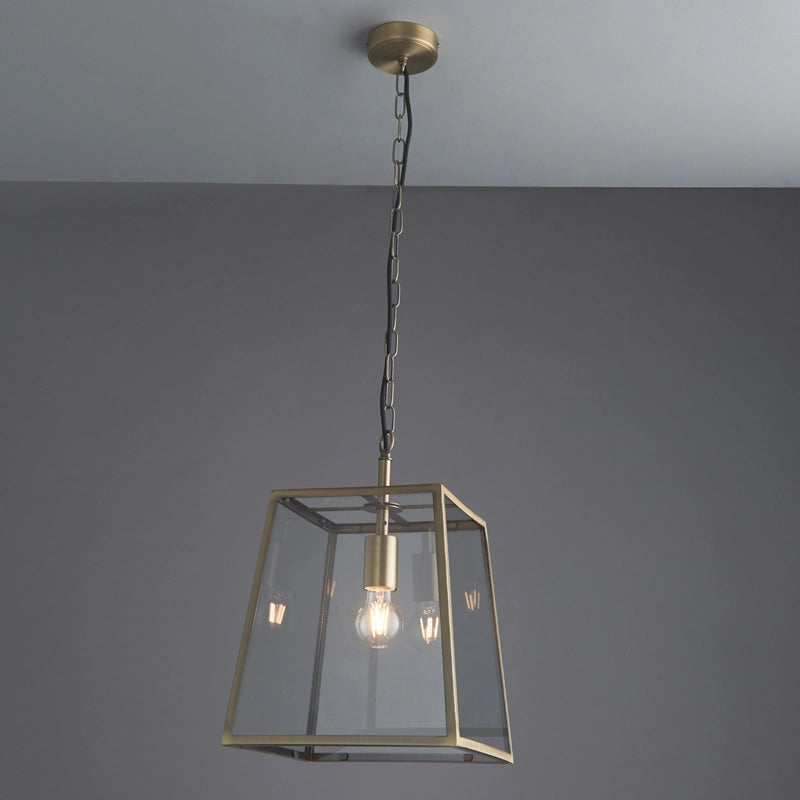 Luxia Zennor Glass Ceiling Pendant Light – Antique Brass