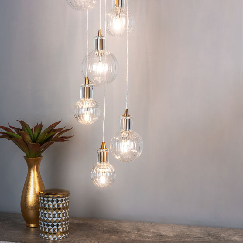 Dar Dita 10 Light Cluster Ceiling Pendant – Brass