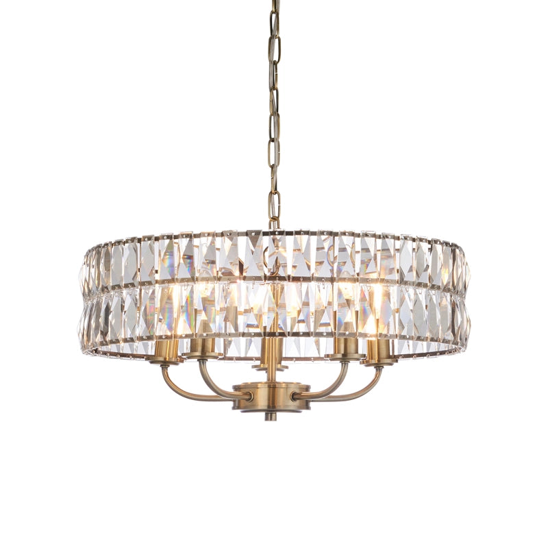 Luxia Alderbury 5 Light Glass Chandelier – Antique Brass