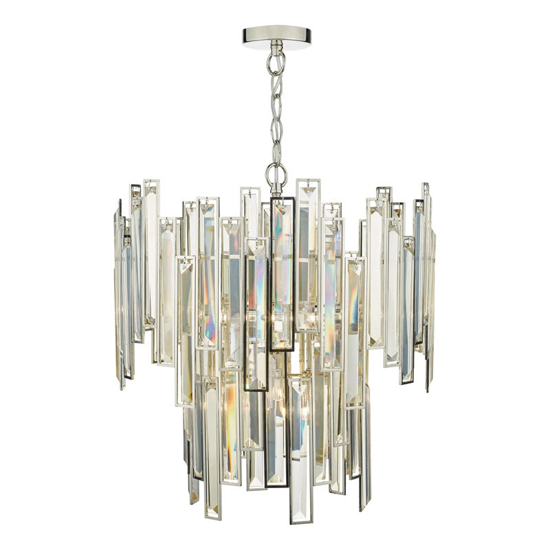 Dar Odile 6 Light Crystal Chandelier – Polished Nickel