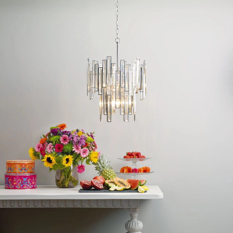 Dar Odile 6 Light Crystal Chandelier – Polished Nickel