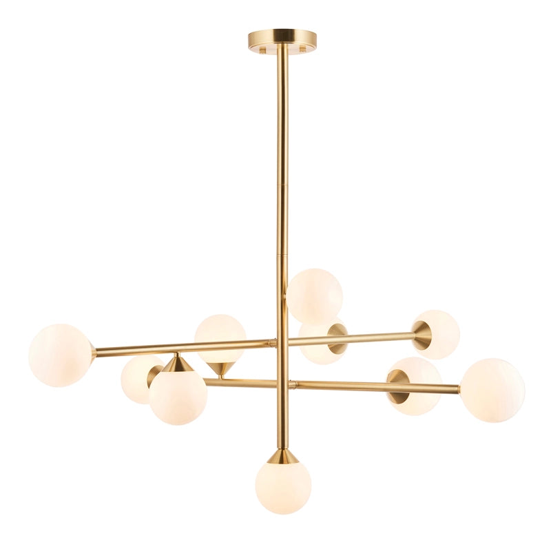 Luxia Peony 10 Light Chandelier - Satin Brass
