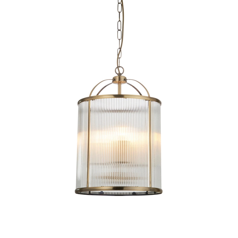 Luxia Salcombe Large Glass Ceiling Pendant Light – Antique Brass