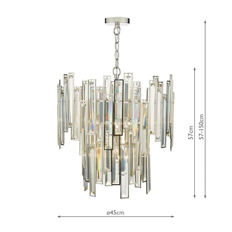 Dar Odile 6 Light Crystal Chandelier – Polished Nickel