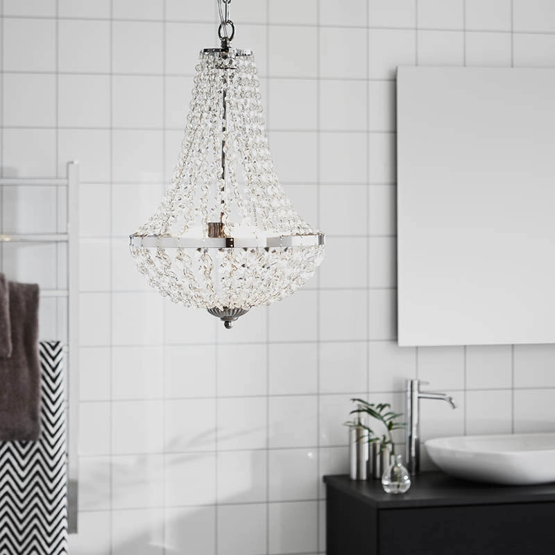 Granso Small Bathroom Crystal Chandelier - Polsihed Chrome