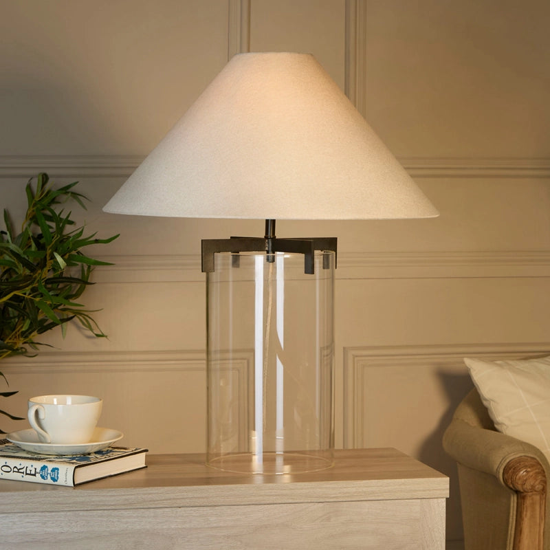 Westport Hampton Tall Glass Table Lamp – Hammered Black