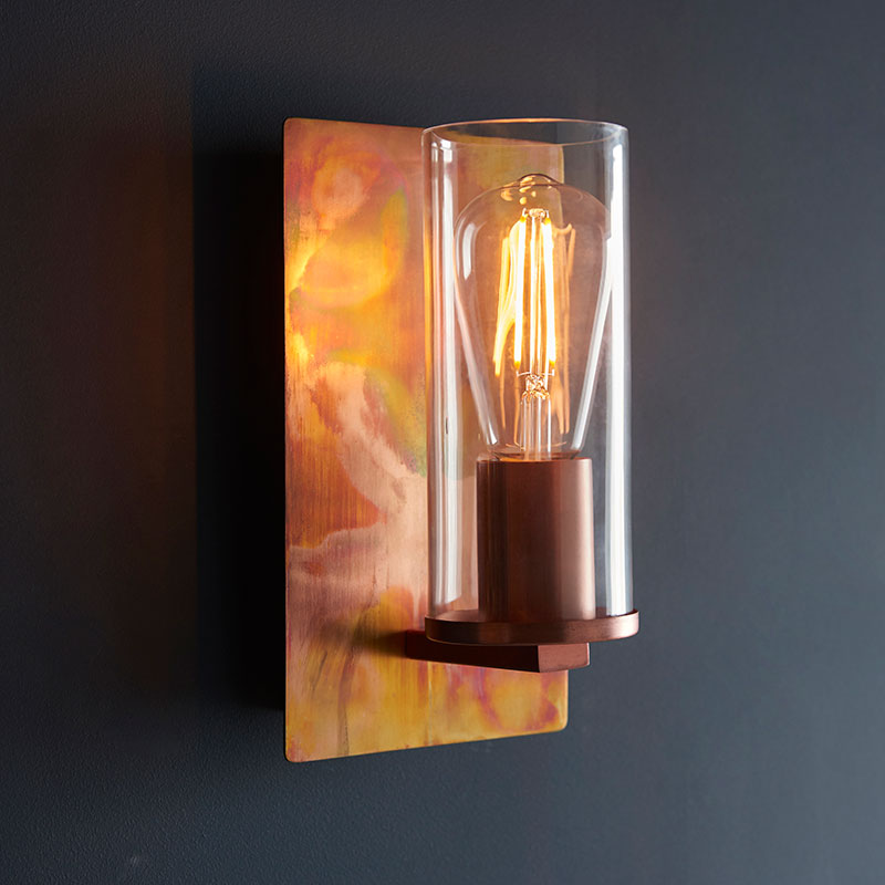 Luxia Brooklyn Glass Flush Wall Light – Copper